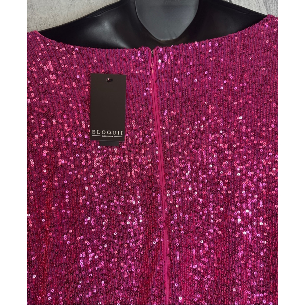 Women's ELOQUII Pink Sequin Long Sleeve Dress Plus Size 30 - Picture 6 of 8
